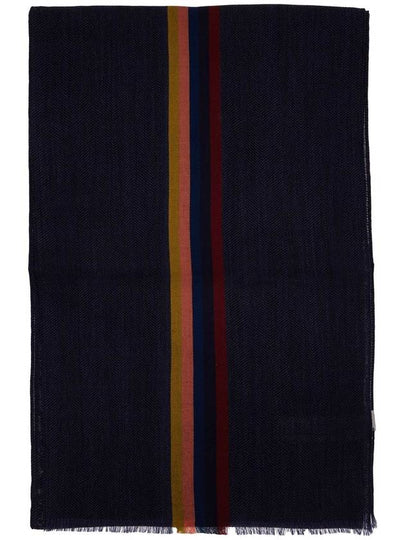 Striped Fringe Wool Silk Muffler Navy - PAUL SMITH - BALAAN 2