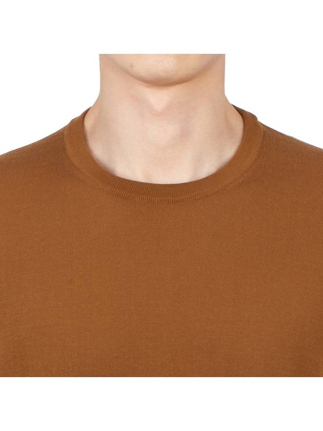 Men's Crew Neck Cotton Knit Top Brown - DRUMOHR - BALAAN 7