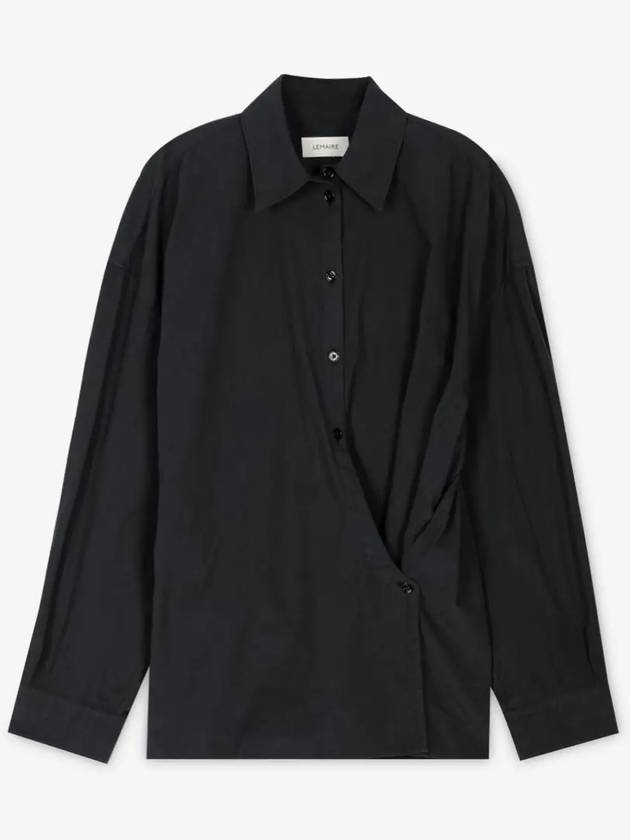 Straight Collar Twisted Shirt Dark Navy - LEMAIRE - BALAAN 3