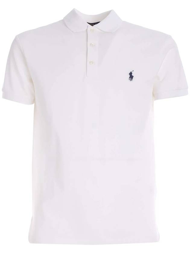 Men's Embroidery Navy Pony Short Sleeve Polo Shirt White - POLO RALPH LAUREN - BALAAN 2