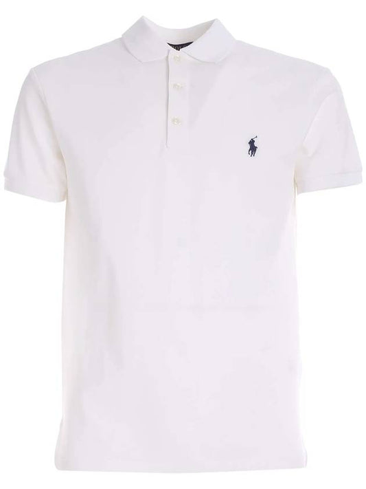 Men's Embroidery Navy Pony Short Sleeve Polo Shirt White - POLO RALPH LAUREN - BALAAN 2