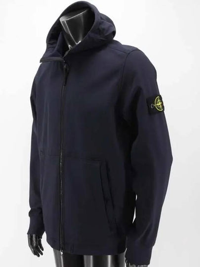 Men's Wappen Patch Softshell Zip Up Hoodie Navy - STONE ISLAND - BALAAN 2