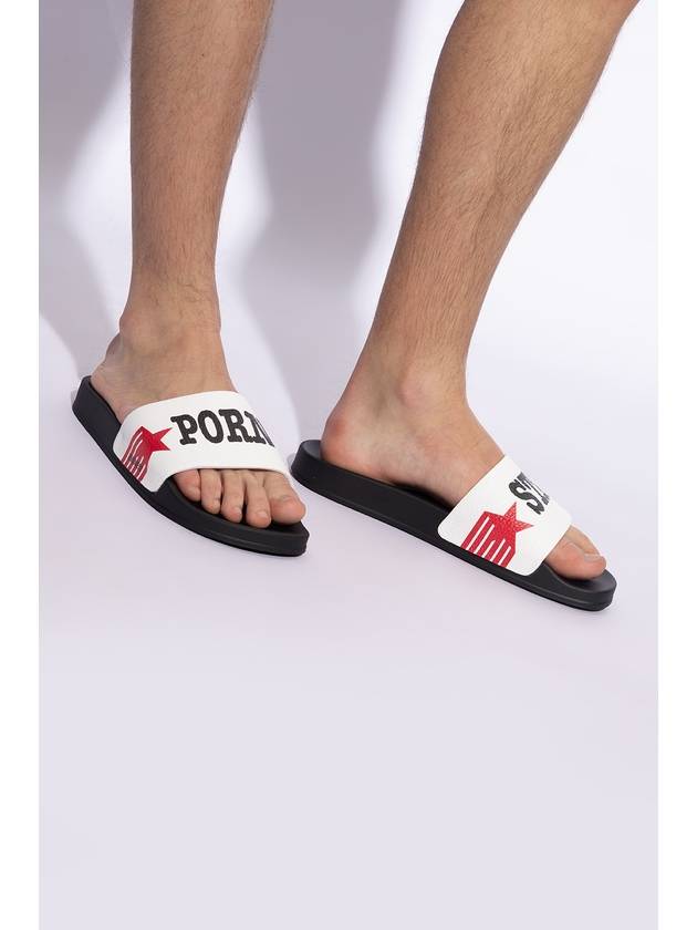 slogan print leather slider sandals FFM002625102624 - DSQUARED2 - BALAAN 3