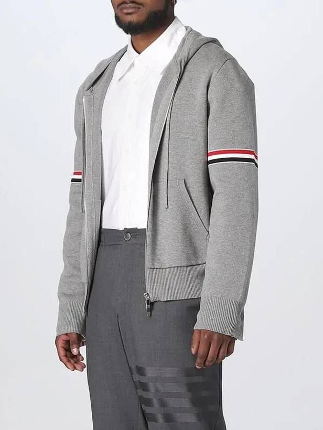 Cotton Milano Armband Zip Up Hoodie Light Grey - THOM BROWNE - BALAAN 6