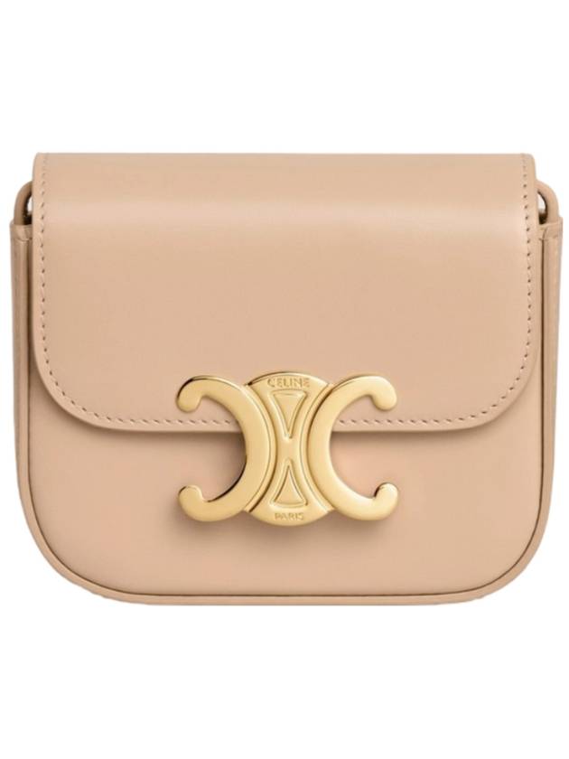 Triomphe Shiny Calfskin Mini Cross Bag Oat Beige - CELINE - BALAAN 1