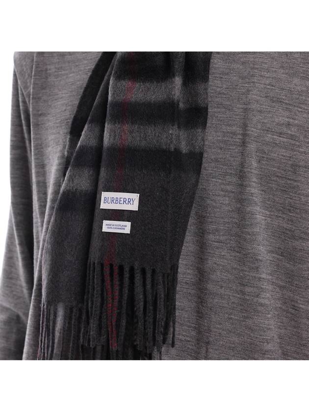 Check Cashmere Scarf Charcoal - BURBERRY - BALAAN 7