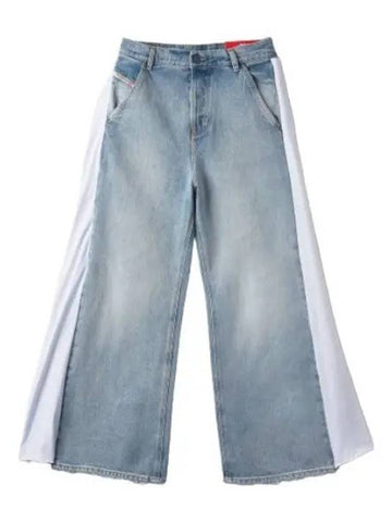 Wide side striped siren denim pants light blue jeans - DIESEL - BALAAN 1