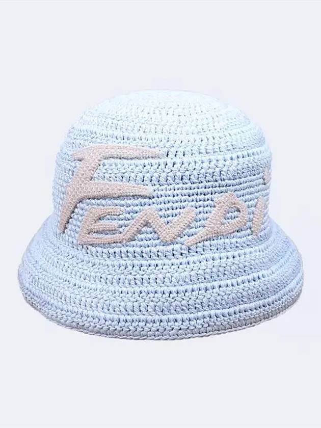 embroidered logo bucket hat light blue - FENDI - BALAAN.