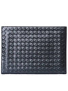 Intrecciato Zipper Leather Clutch Bag Black - BOTTEGA VENETA - BALAAN 3