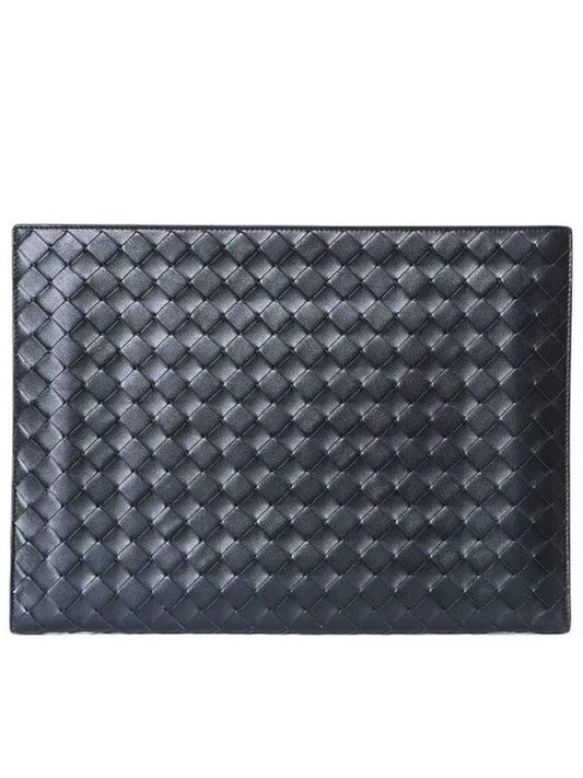 Intrecciato Zipper Leather Clutch Bag Black - BOTTEGA VENETA - BALAAN 2