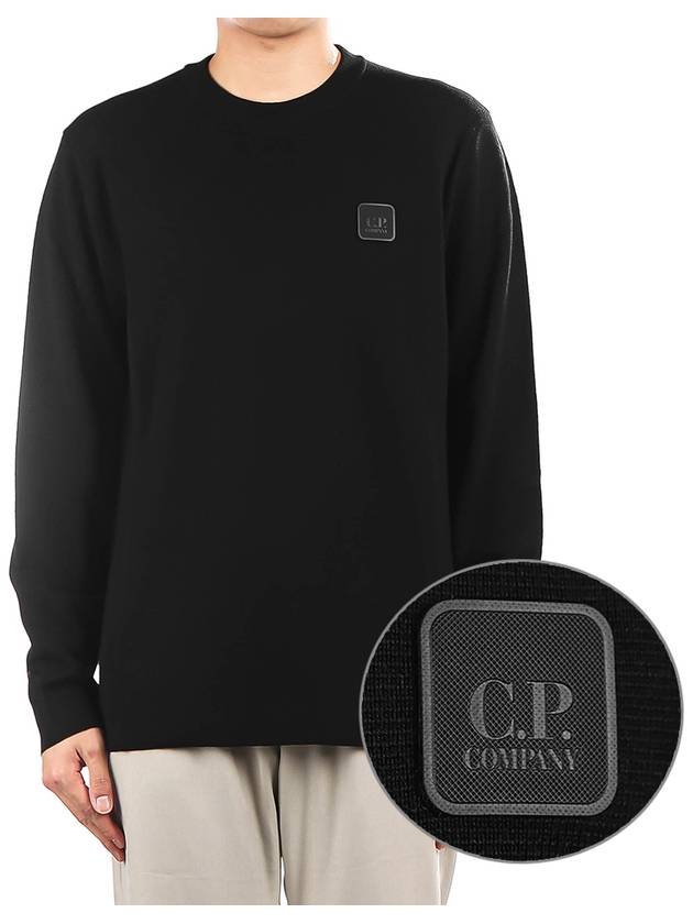 Logo Patch Wool Knit Top Black - CP COMPANY - BALAAN.