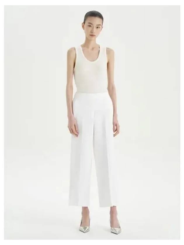 Women s Linen Viscose Relaxed Fit Straight Pants Trousers Ivory Domestic Product - THEORY - BALAAN 1