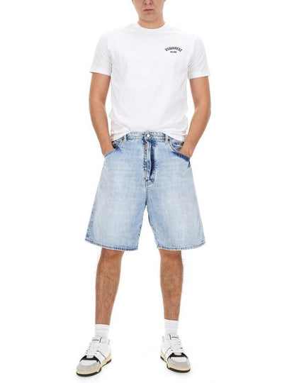 Palm Beach Wash Denim Shorts Light Blue - DSQUARED2 - BALAAN 2