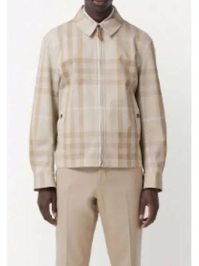 Men's Reversible Check Cotton Collar Zip-Up Jacket Beige - BURBERRY - BALAAN 2