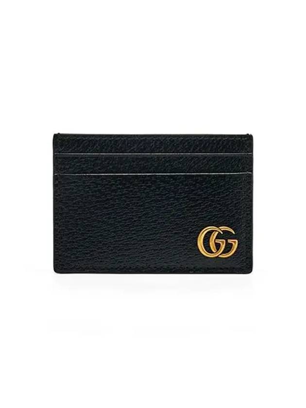 GG Marmont Leather Card Wallet Black - GUCCI - BALAAN 3