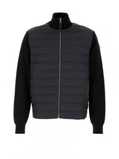 Padded Wool Cashmere Zip-Up Cardigan Black - MONCLER - BALAAN 2