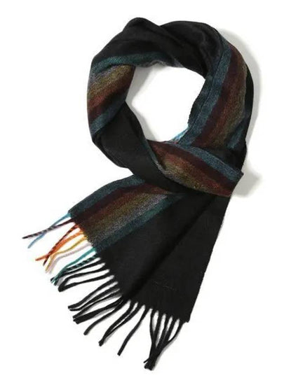 Signature Stripe Cashmere Muffler Black - PAUL SMITH - BALAAN 2