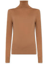 Scalloped Sleeve Edge Wool Turtleneck Brown - CHLOE - BALAAN 1