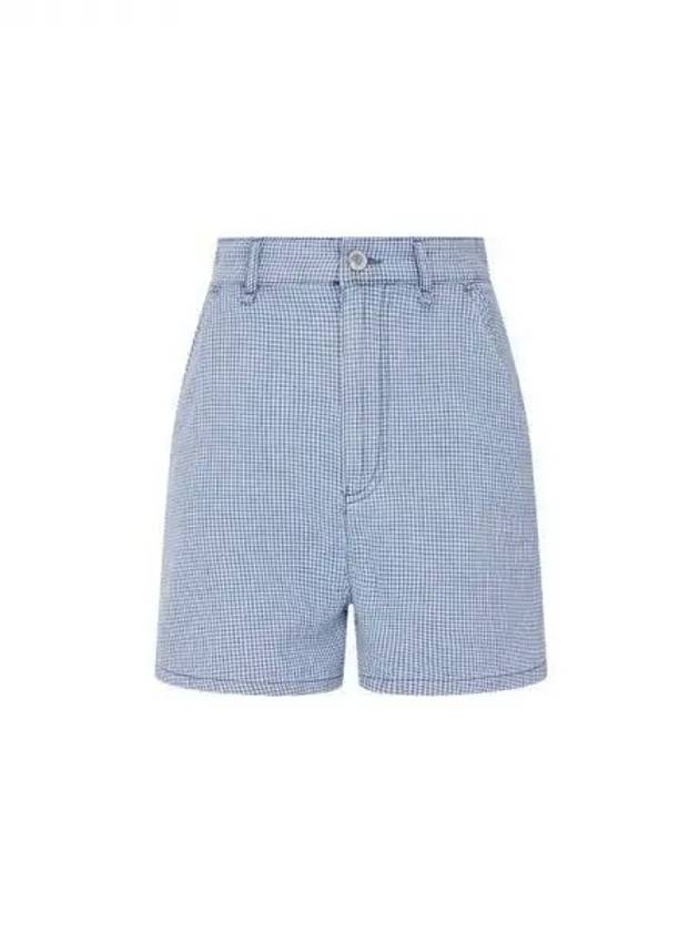 Women s Check Pattern Cotton Denim Shorts Light Navy 271790 - EMPORIO ARMANI - BALAAN 1