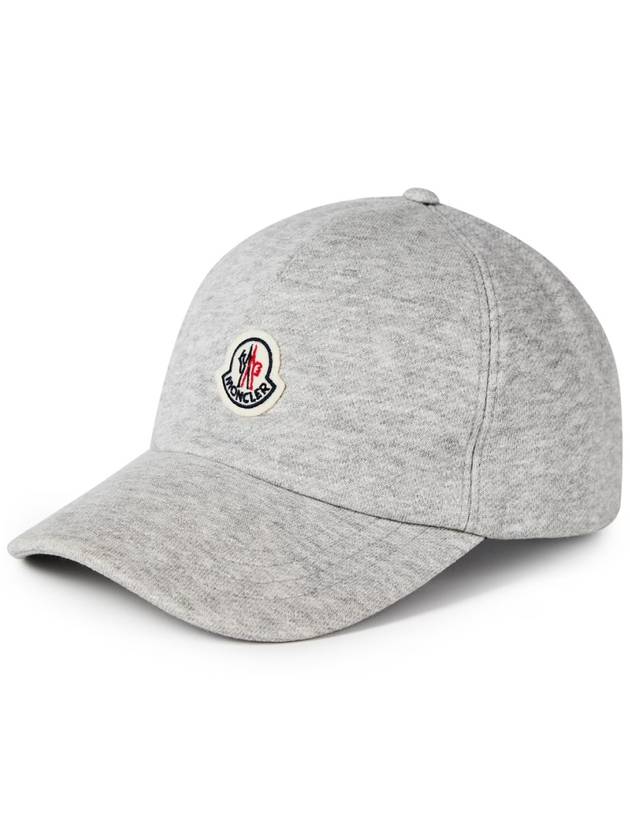 Fleece Logo Patch Cotton Baseball Ball Cap Grey - MONCLER - BALAAN 2