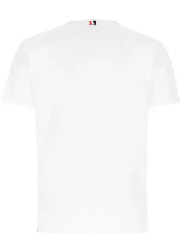 Men's Medium Weight Jersey Tipped Pocket Crewneck Short Sleeve T-Shirt White - THOM BROWNE - BALAAN 4