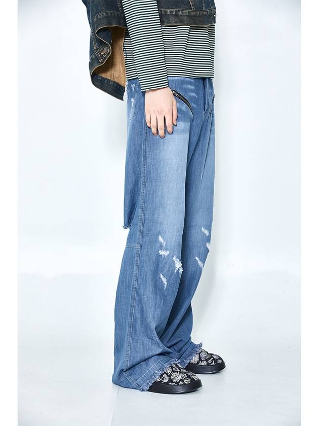 semi flare vintage washing destroyed jeans - BLUE SUNFLOWER - BALAAN 4