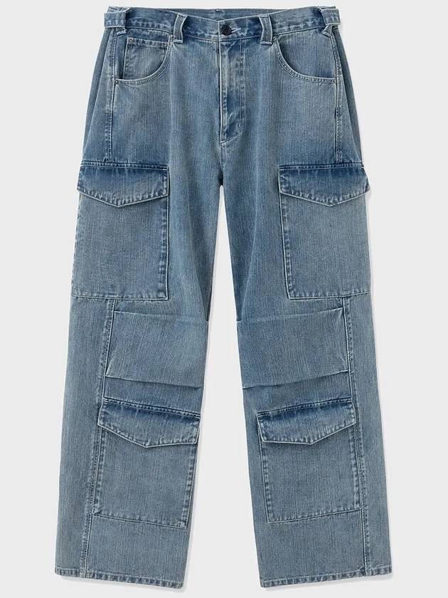 Utility Cargo Denim Wide Pants Blue - NOIRER - BALAAN 4