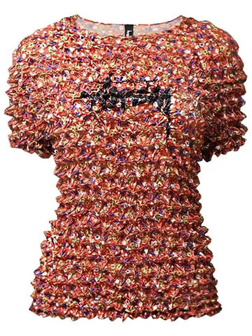 Women's Popcorn Mini Short Sleeve TShirt Multi Red 211228 - STUSSY - BALAAN 1