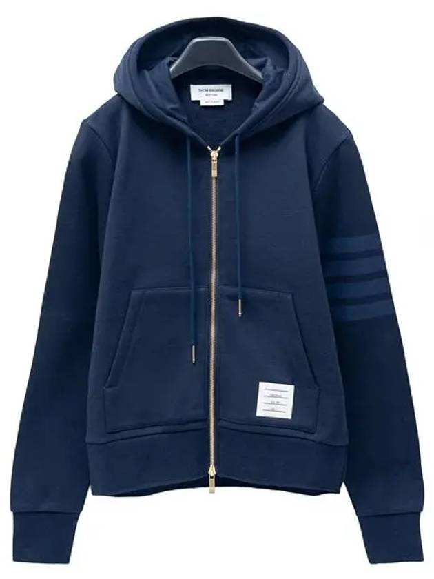 Men's Diagonal Armband Loopback Relaxed Fit Zip Up Hoodie Navy - THOM BROWNE - BALAAN 3