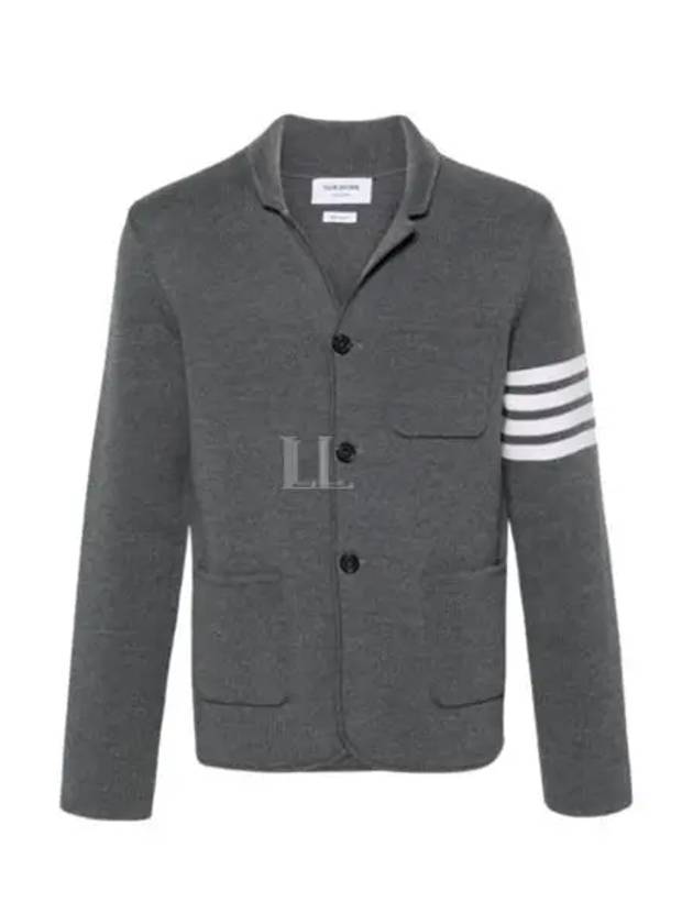 4 Bar Knit Blazer Jacket Mac Grey - THOM BROWNE - BALAAN 2