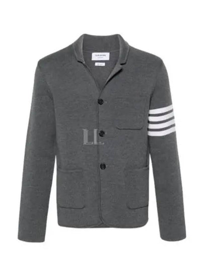 4 Bar Knit Blazer Jacket Mac Grey - THOM BROWNE - BALAAN 2