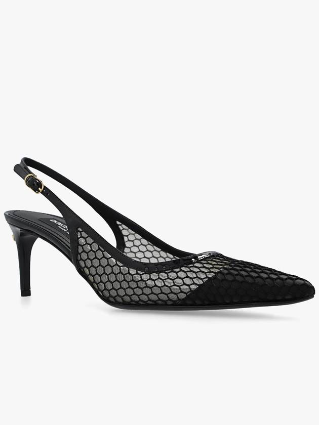 Women's Mesh Patent Leather Slingback Heel Black - DOLCE&GABBANA - BALAAN 5