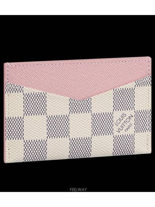 Daily Damier Azur Single Card Wallet Pink - LOUIS VUITTON - BALAAN.