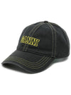 Embroidered Logo Organic Cotton Ball Cap Black - GANNI - BALAAN 1