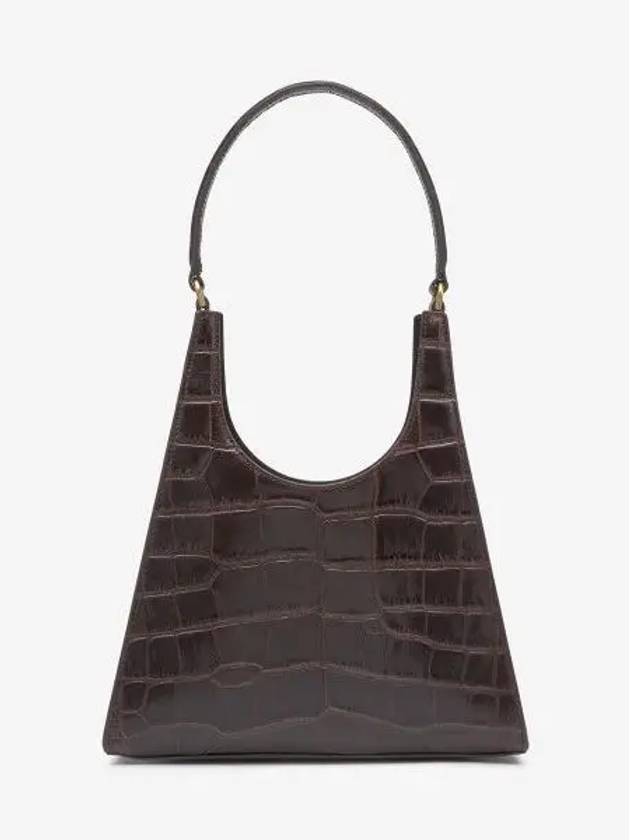 Ray Crocodile Embossed Tote Bag Brown 129125BRN - STAUD - BALAAN 1