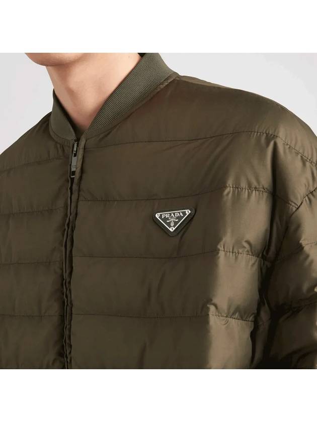 Triangle Logo Knit Collar Down Padded Jacket Military Green - PRADA - BALAAN 5