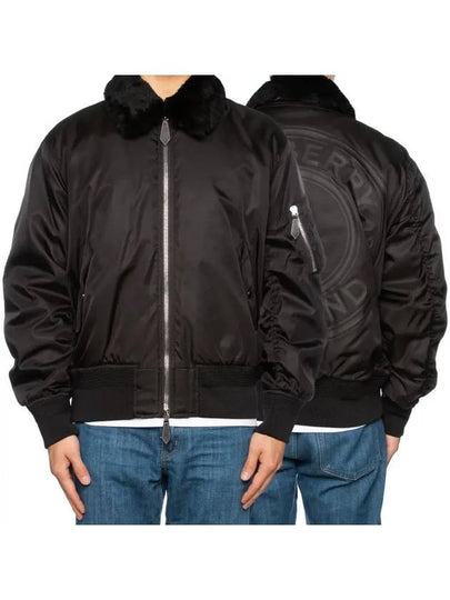 Detachable Shearling Collar Bomber Jacket Black - BURBERRY - BALAAN 2