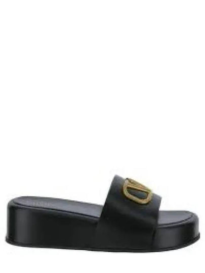 Women's V Logo Platform Slippers Black - VALENTINO - BALAAN 2