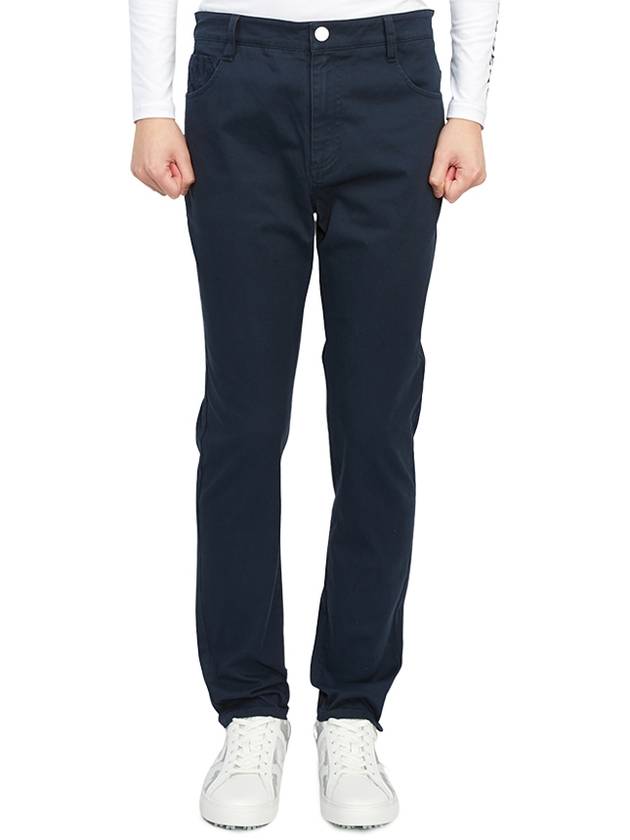 Men's Dialogue Slim Cotton Blend Pants Navy - HORN GARMENT - BALAAN 1