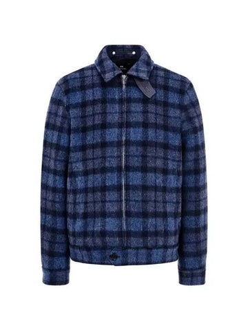 PS hairy check zip up jacket light navy 270723 - PAUL SMITH - BALAAN 1