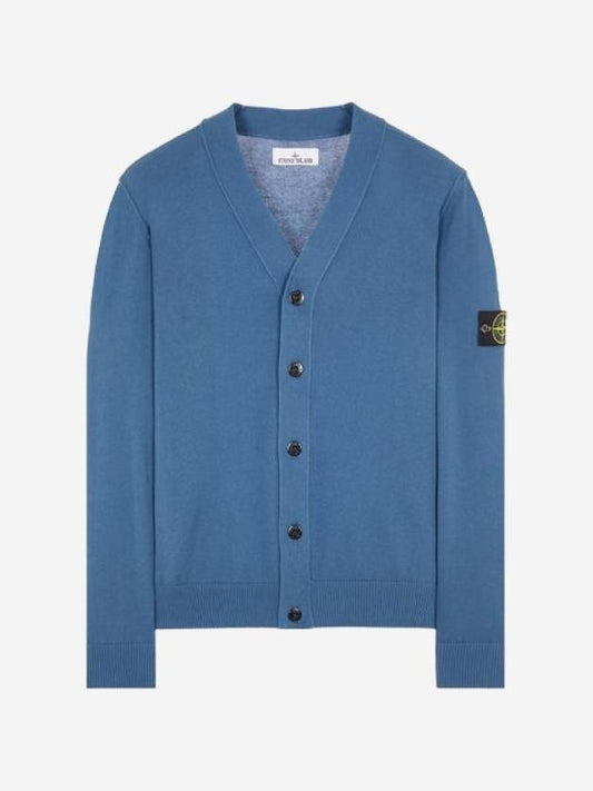 Logo Patch Cardigan Avio Blue - STONE ISLAND - BALAAN 1