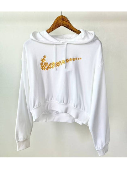 Sportswear Logo Embroidered Loose Fit Fleece Hoodie White - NIKE - BALAAN 2