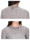 Women's Wool Rib 3/4 Sleeve Crew Neck Pullover Knit Top Light Gray - THOM BROWNE - BALAAN 7