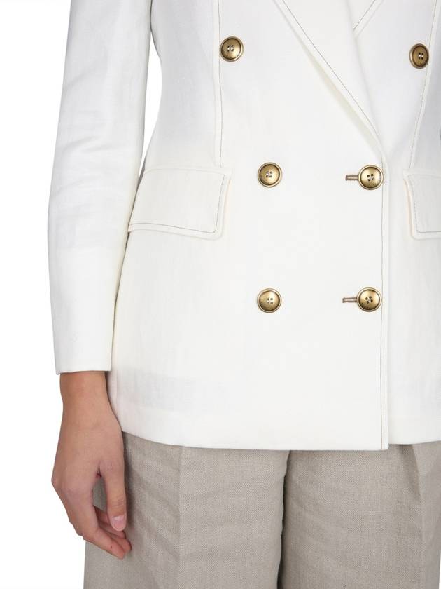 Women's Verace Linen Double Breasted Jacket White - MAX MARA - BALAAN 5