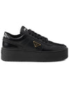 Downtown Bold Leather Low Top Sneakers Black - PRADA - BALAAN 2