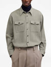 Chest Pocket Wool Shirt Jacket Grey - AMI - BALAAN 5