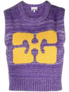 Logo Graphic Cropped Wool Vest Purple - GANNI - BALAAN 2