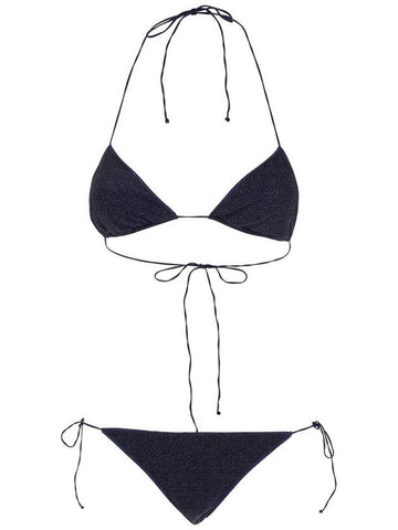 'Lumiere' Blue Bikini With Triangular Top And Tie Closure In Tech Fabric Woman - OSEREE - BALAAN 1