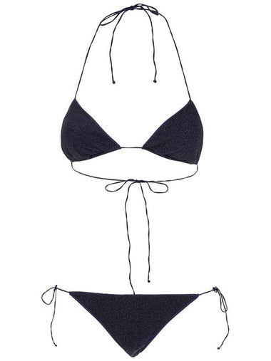 'Lumiere' Blue Bikini With Triangular Top And Tie Closure In Tech Fabric Woman - OSEREE - BALAAN 1