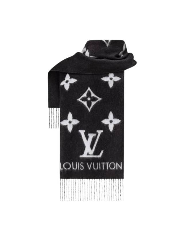 Reykjavik Monogram Cashmere Scarf Black - LOUIS VUITTON - BALAAN 1